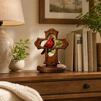 🔥2026 HOT SALE 49% OFF🐦 Nordic Style Resin Red Bird Statue – Wood-Look Modern Desktop Figurine for Home, Shelf & Interior Decor Accent