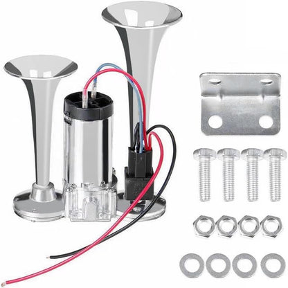📯 LIMITED-TIME ! 🚗 Universal Dual Trumpet Air Horn Kit – 115dB, 12V, Complete Installation Kit 🔊