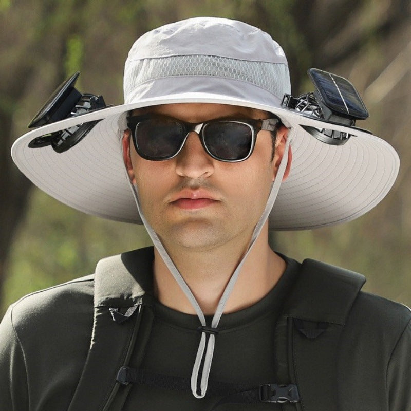 🔥Father's Day Sale 49% OFF - Wide Brim Solar Fan Outdoor Fishing Hat-Solar & USB Charging