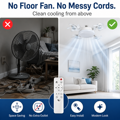 🌬️ SUMMER SALE 49% OFF 💡No-Wiring Ceiling Fan Light with Remote Control