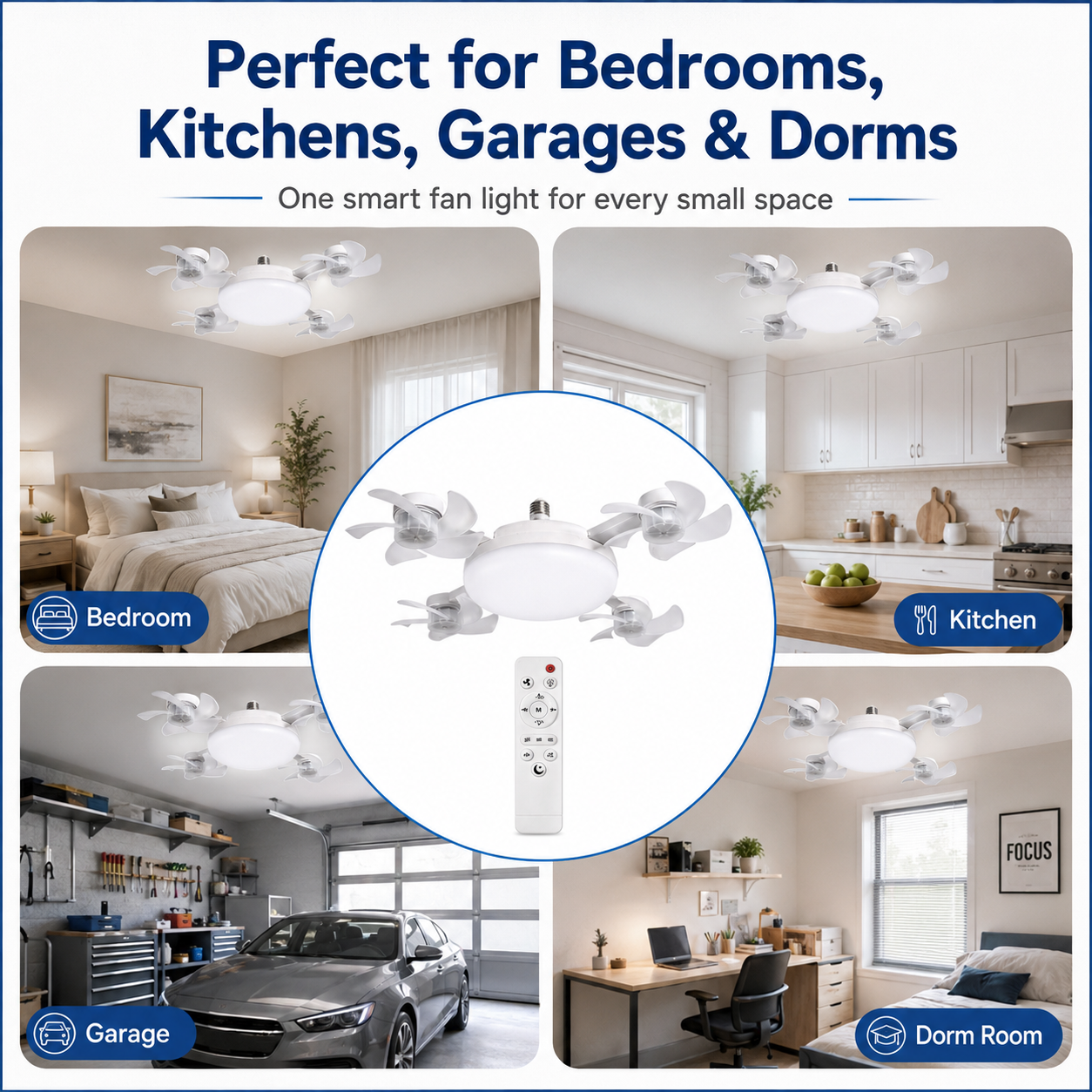 🌬️ SUMMER SALE 49% OFF 💡No-Wiring Ceiling Fan Light with Remote Control
