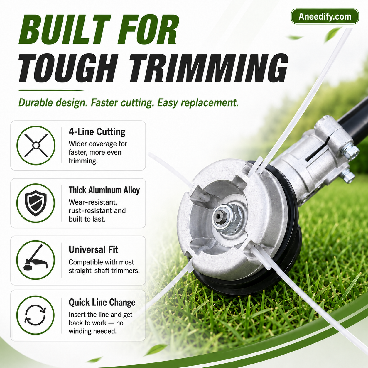 ⚙️ 48% OFF NOW! 🌿 Aluminum Trimmer Head – 4-Line Cutting & Universal Fit – Heavy-Duty & Easy Line Replacement 🏡