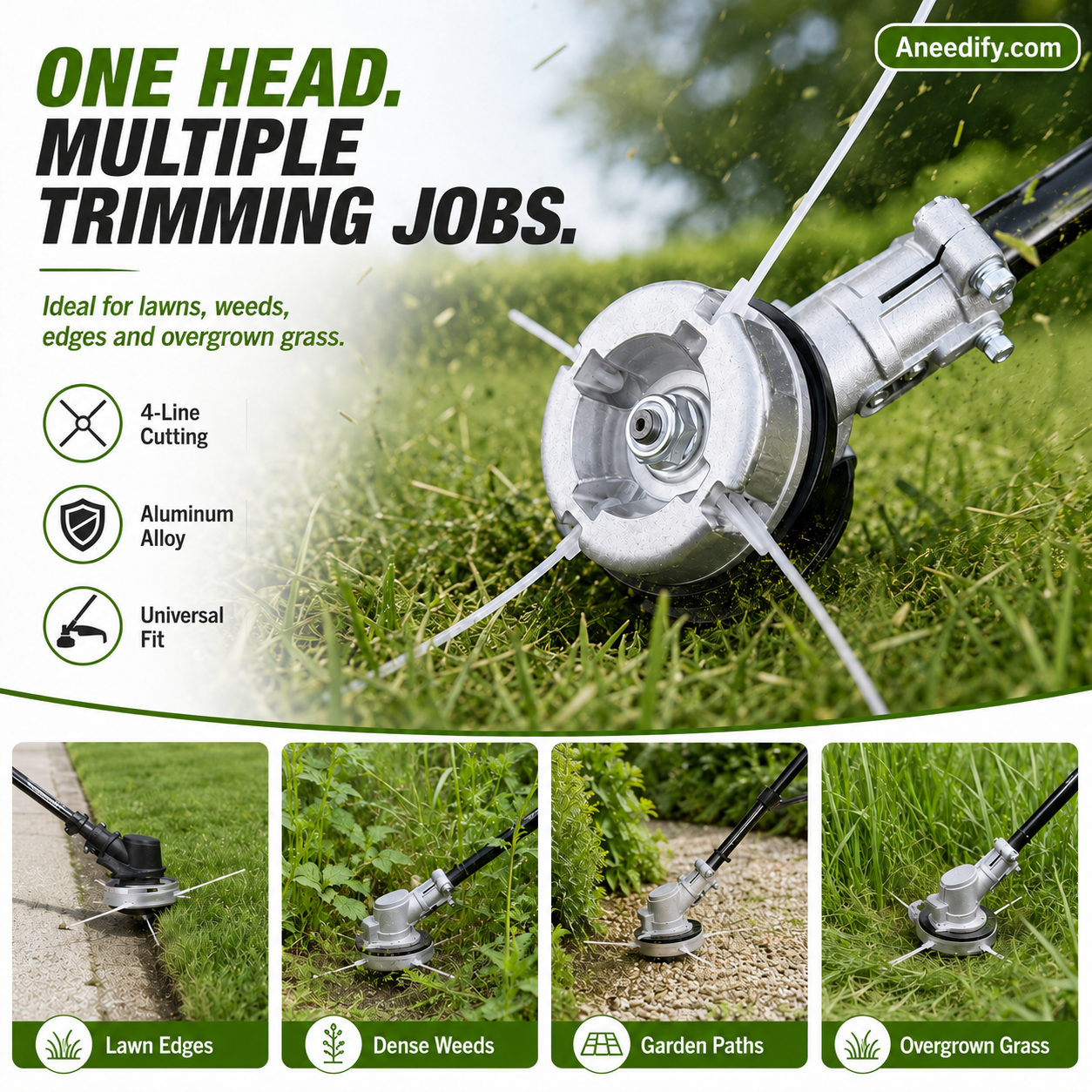 ⚙️ 48% OFF NOW! 🌿 Aluminum Trimmer Head – 4-Line Cutting & Universal Fit – Heavy-Duty & Easy Line Replacement 🏡