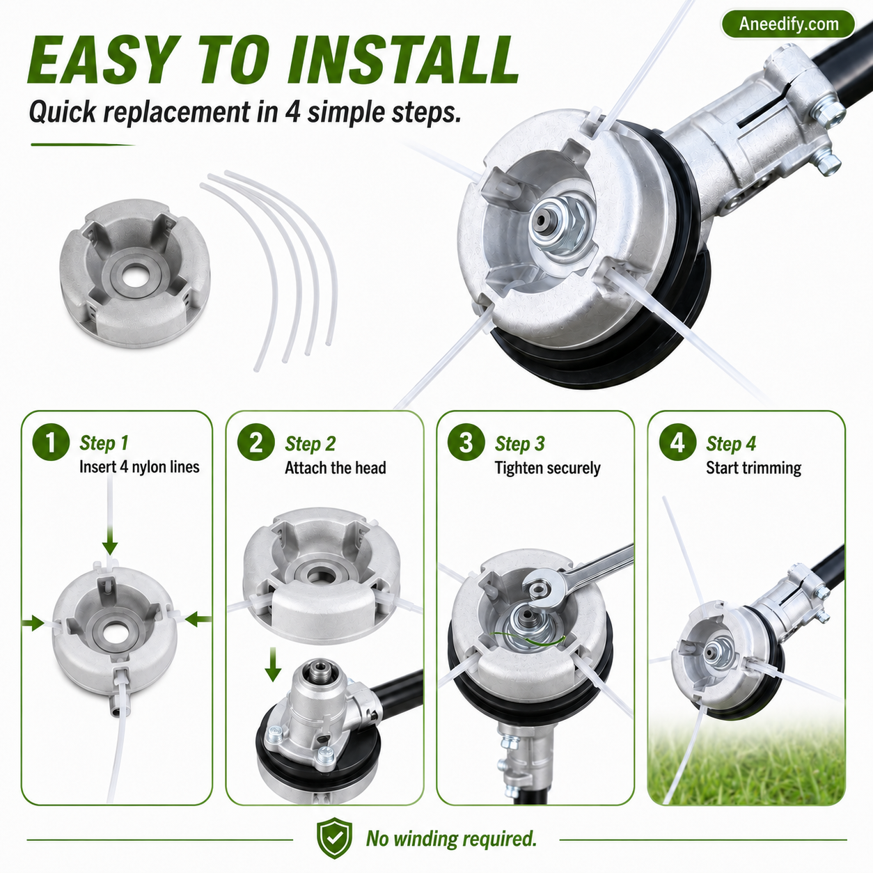 ⚙️ 48% OFF NOW! 🌿 Aluminum Trimmer Head – 4-Line Cutting & Universal Fit – Heavy-Duty & Easy Line Replacement 🏡