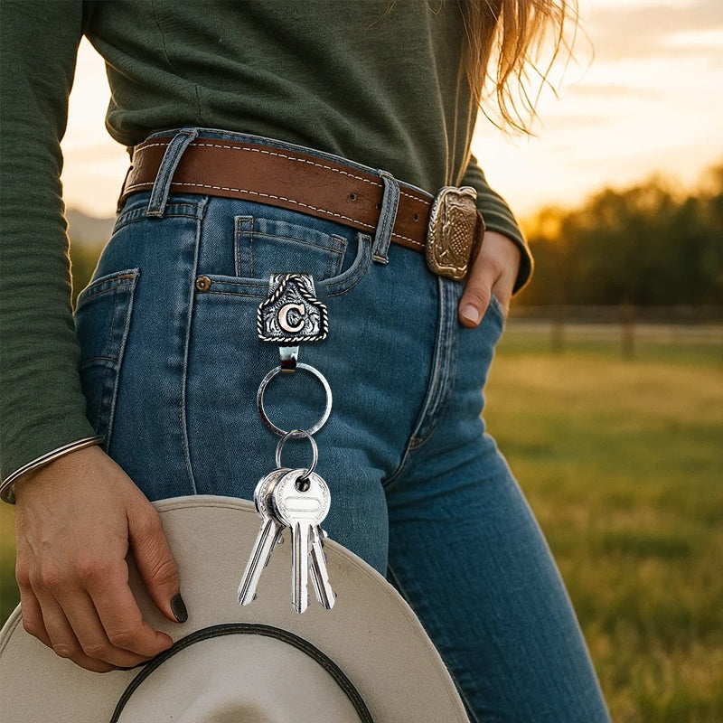 Western A–Z Initial Keychain