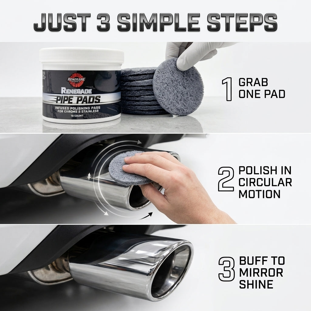 MirrorFinish Pads™ Remove scratches and oxidation.