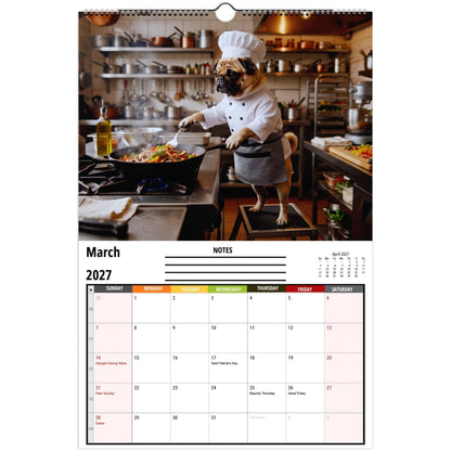 2027 Pugs Working Wall Calendar | Funny Working Pug Dog Monthly Hanging Calendar, 12 Unique Career Pug Illustrations, Home Office Decor, Pet Lover Gift