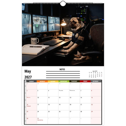 2027 Pugs Working Wall Calendar | Funny Working Pug Dog Monthly Hanging Calendar, 12 Unique Career Pug Illustrations, Home Office Decor, Pet Lover Gift