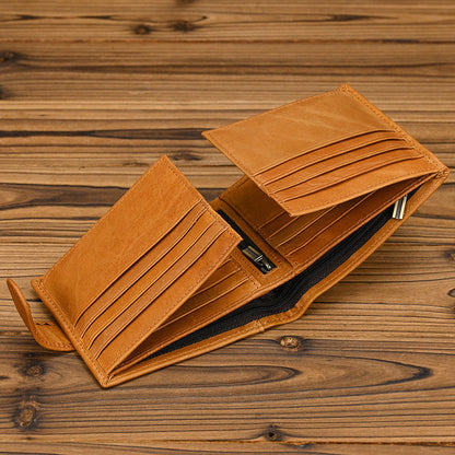 VINTAGE Top Grain Leather Bi-Fold Wallet – Classic Design, Ample Storage