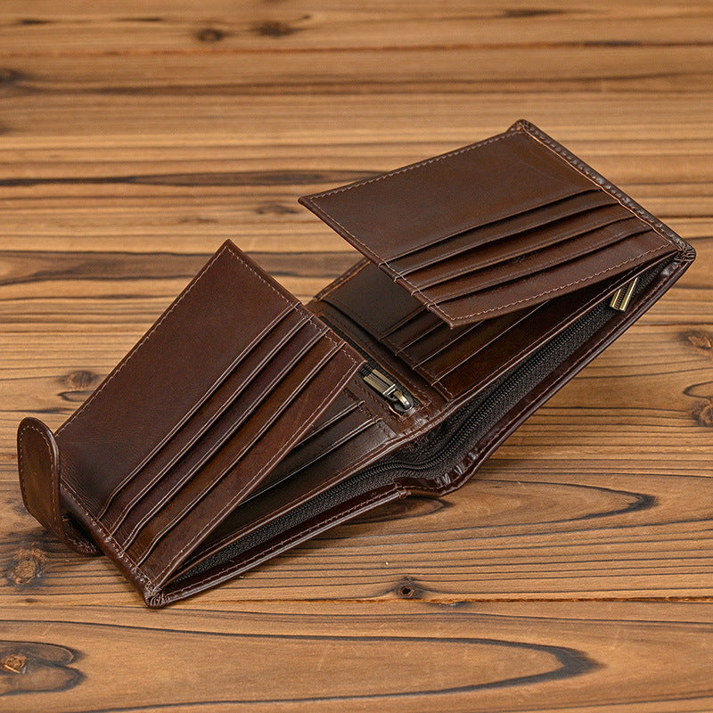 VINTAGE Top Grain Leather Bi-Fold Wallet – Classic Design, Ample Storage