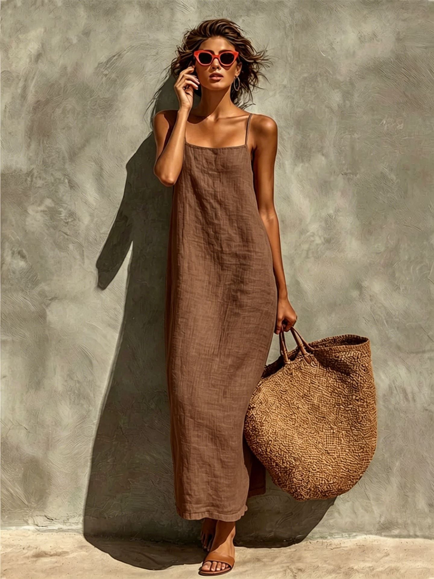 🏖️Summer Hot Sale - Up to 49% OFF💐Women's Casual Solid Color Slip Dress🌷