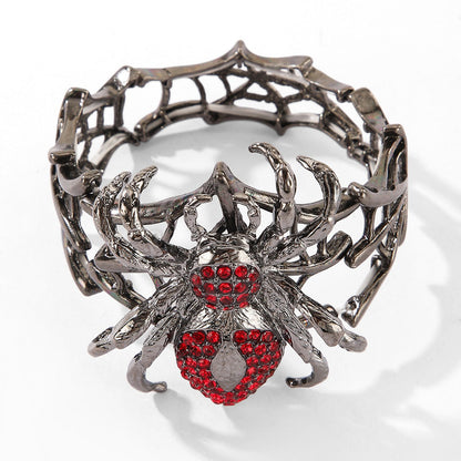 Multicolor Crystal Spider Web Cuff Bracelet