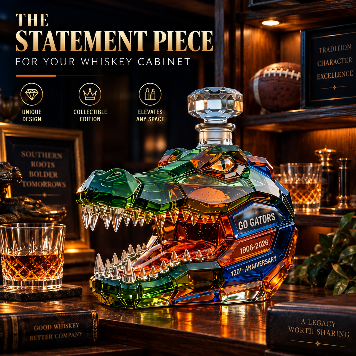 🐊 120th Anniversary Gator Spirit Whiskey Decanter – Collector’s Edition