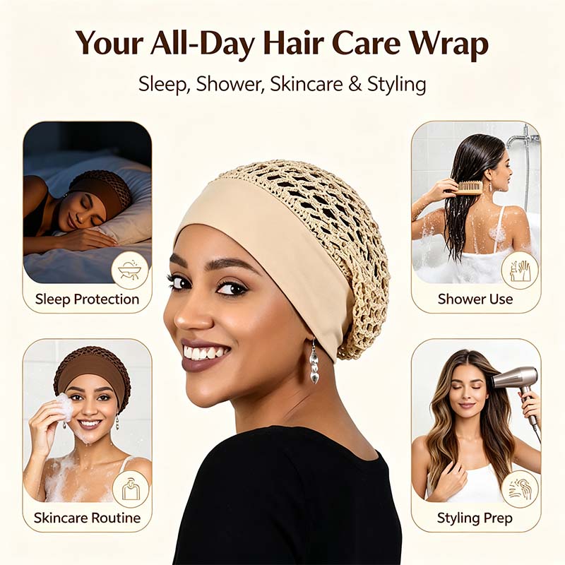 Stretchy Wide-Edge Sleeping Cap , Soft Protection Bonnet for Nighttime Hair Care & Beauty💤