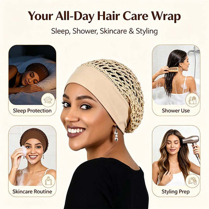 Stretchy Wide-Edge Sleeping Cap , Soft Protection Bonnet for Nighttime Hair Care & Beauty💤