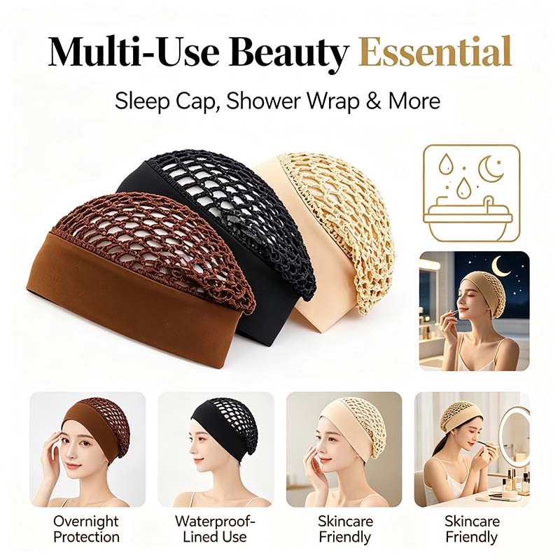 Stretchy Wide-Edge Sleeping Cap , Soft Protection Bonnet for Nighttime Hair Care & Beauty💤