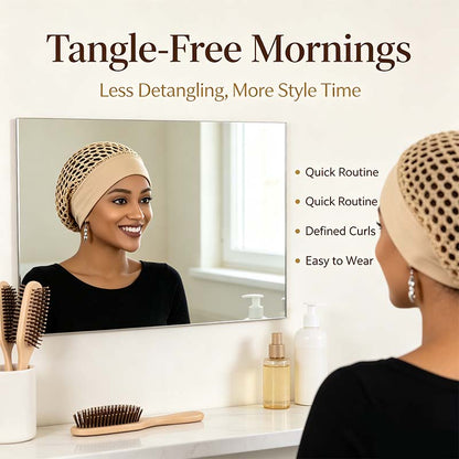 Stretchy Wide-Edge Sleeping Cap , Soft Protection Bonnet for Nighttime Hair Care & Beauty💤