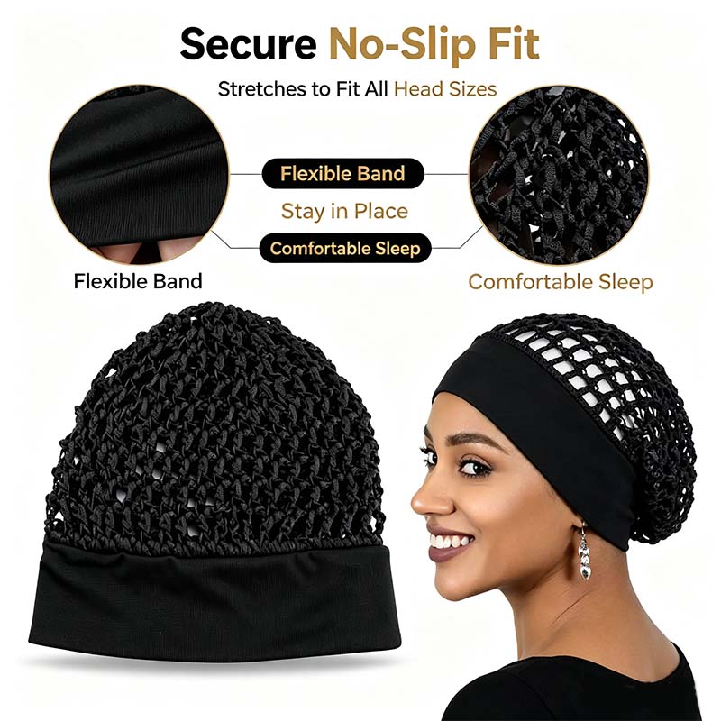 Stretchy Wide-Edge Sleeping Cap , Soft Protection Bonnet for Nighttime Hair Care & Beauty💤