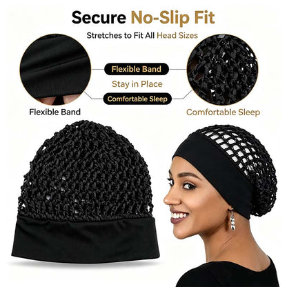 Stretchy Wide-Edge Sleeping Cap , Soft Protection Bonnet for Nighttime Hair Care & Beauty💤
