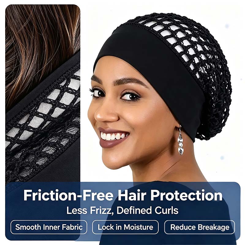 Stretchy Wide-Edge Sleeping Cap , Soft Protection Bonnet for Nighttime Hair Care & Beauty💤