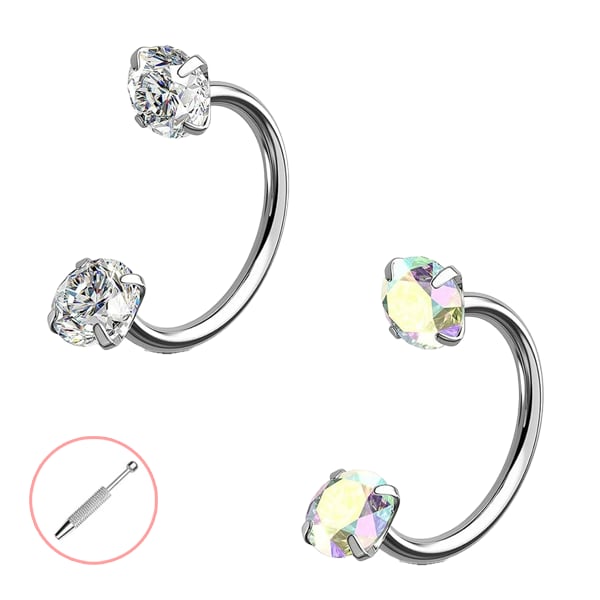 🔥Last Day 50% OFF - Horseshoe Gem Nose Ring – Internally Threaded & Comfortable