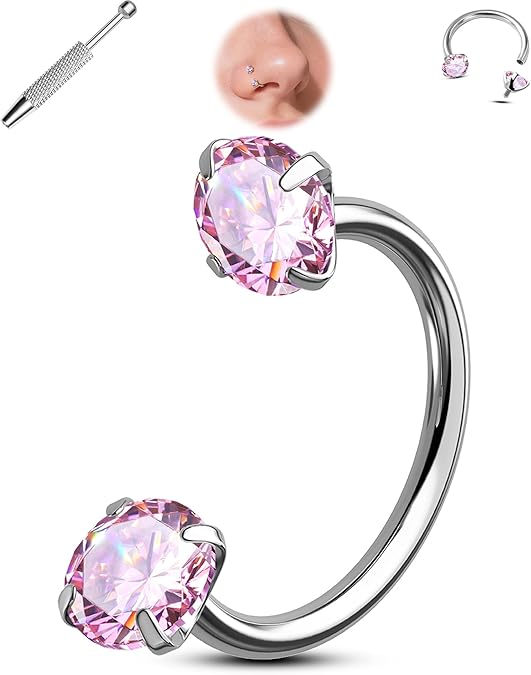 🔥Last Day 50% OFF - Horseshoe Gem Nose Ring – Internally Threaded & Comfortable