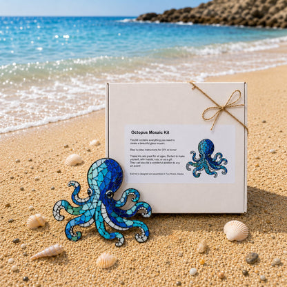 💙🌊 Octopus Mosaic Kit | Beginner-Friendly DIY Glass Craft with Step-by-Step Instructions
