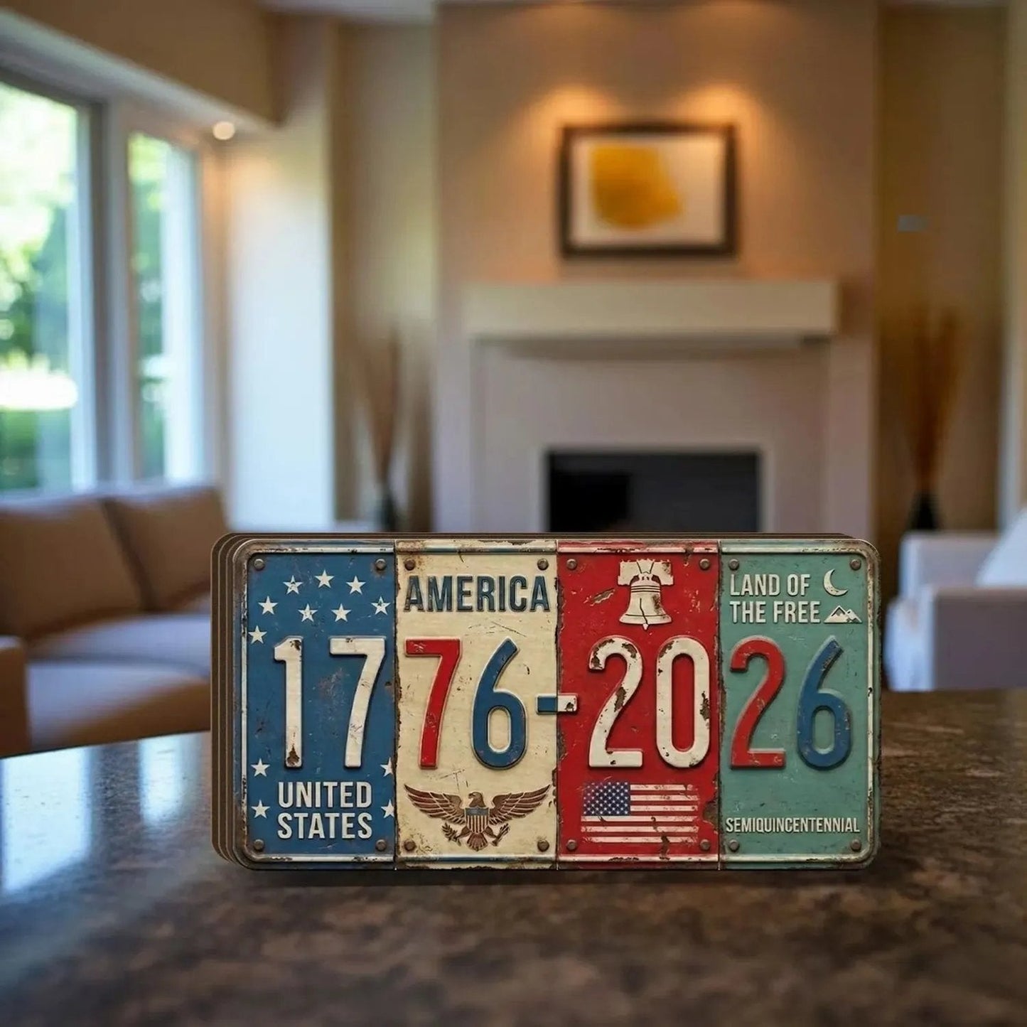 🔥USA Anniversary Block Sign | Rustic License Plate Art 1776-2026 Semiquincentennial Decor