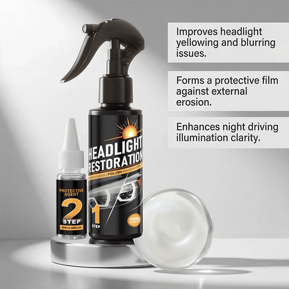 🥳2026 HOT SALE🥳🔧 Buy 2 Get 1 Free ! Headlight Restorer Kit – 2 steps, no disassembly. Removes yellow haze, restores clarity. Long‐lasting UV shield. 🚗✨