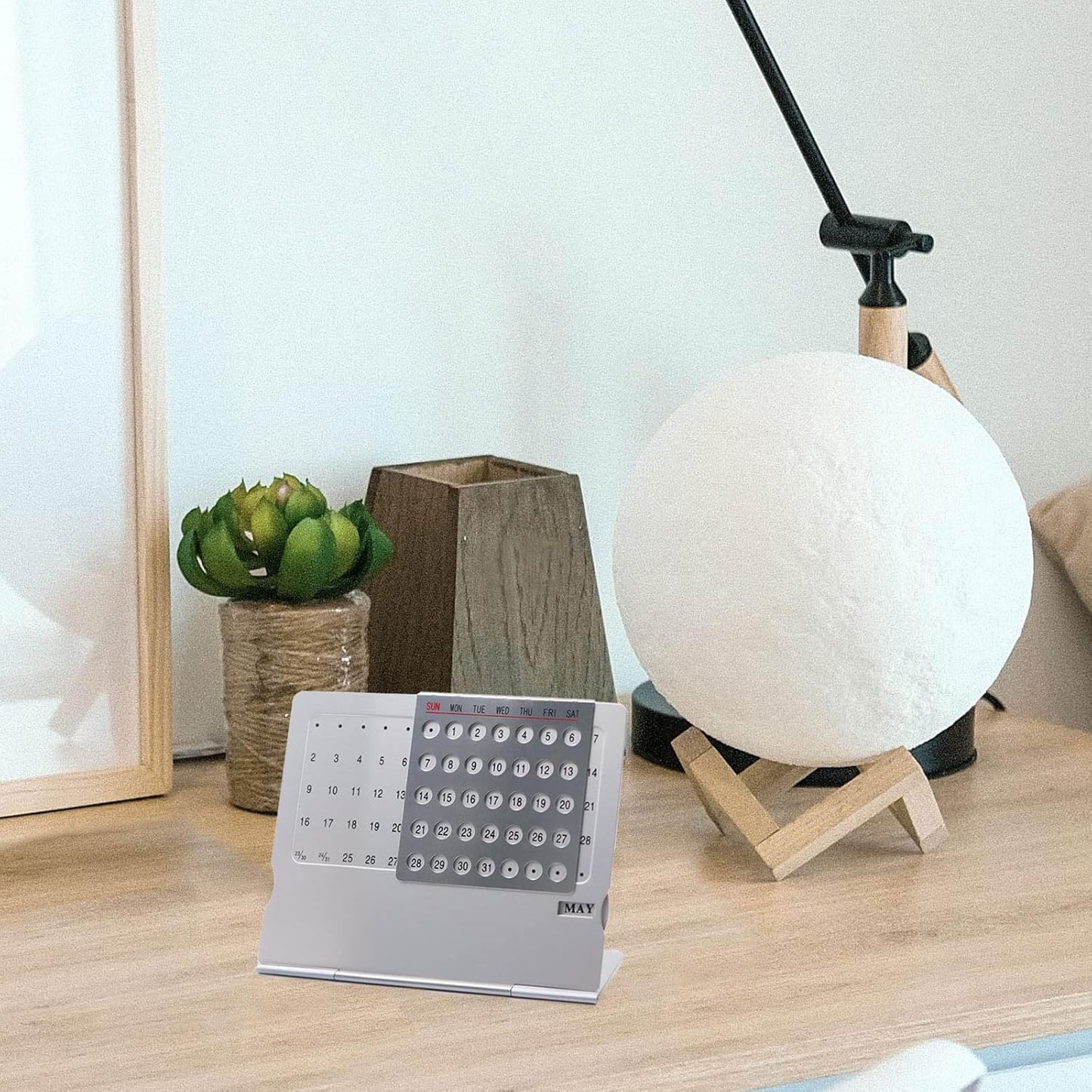 Creative Mini Perpetual Desk Calendar - Aluminum Alloy Adjustable Monthly Calendar – Works for 100 Years | Home & Office Decor