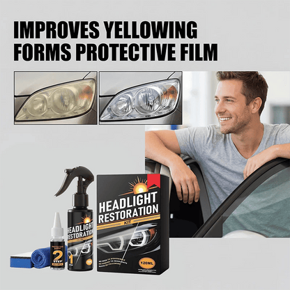🥳2026 HOT SALE🥳🔧 Buy 2 Get 1 Free ! Headlight Restorer Kit – 2 steps, no disassembly. Removes yellow haze, restores clarity. Long‐lasting UV shield. 🚗✨