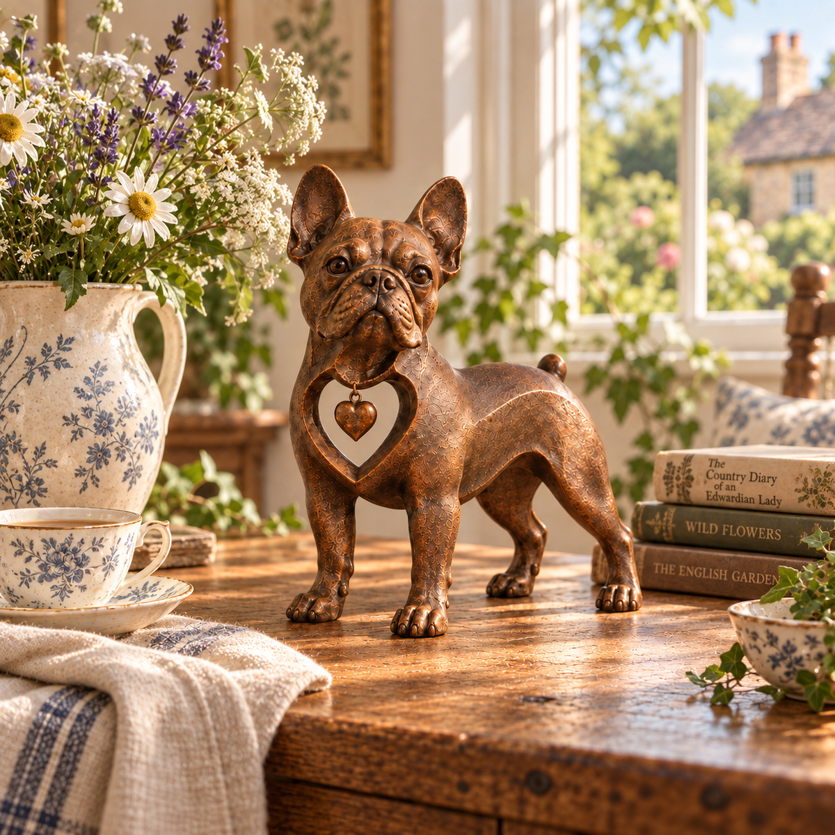 ⭐Heritage Charm French Bulldog Sculpture – Vintage Iron Frenchie Accent for Timeless Interiors