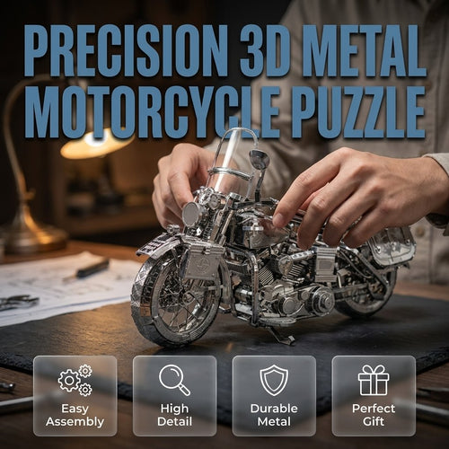 🔥Last Day 49% OFF - Silver Motorcycle 3D Metal Assembly Puzzle