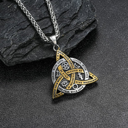 Stainless Steel Triple Goddess Triquetra Necklace Celtic Knot Irish Christian Trinity Knot Pendant