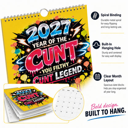 💥Early Bird Sale — 48% OFF🎁2027 Year of the Cunt Wall Calendar – Bold Graffiti Humor Calendar📆🌟