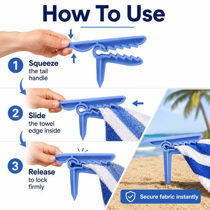 🦖 Dinosaur Shape Beach Towel Clips | Windproof Sand Secure Holder