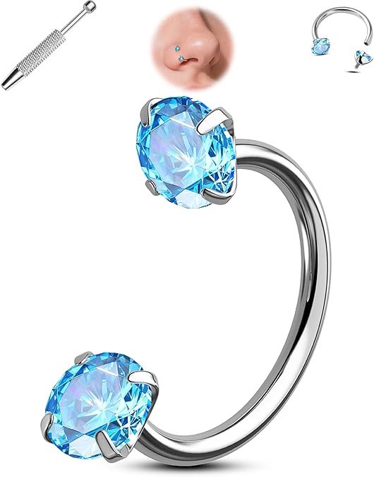 🔥Last Day 50% OFF - Horseshoe Gem Nose Ring – Internally Threaded & Comfortable