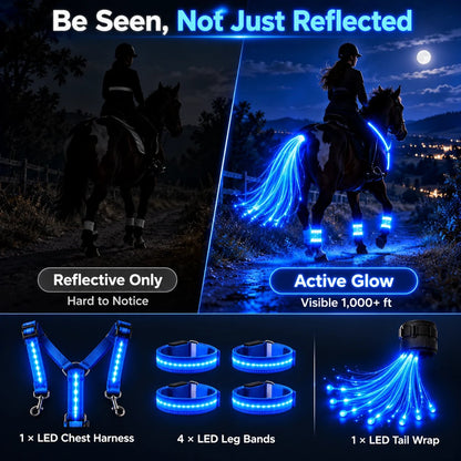💎Horse LED Night Glow Protection Gear 6-Piece Full Set🐎