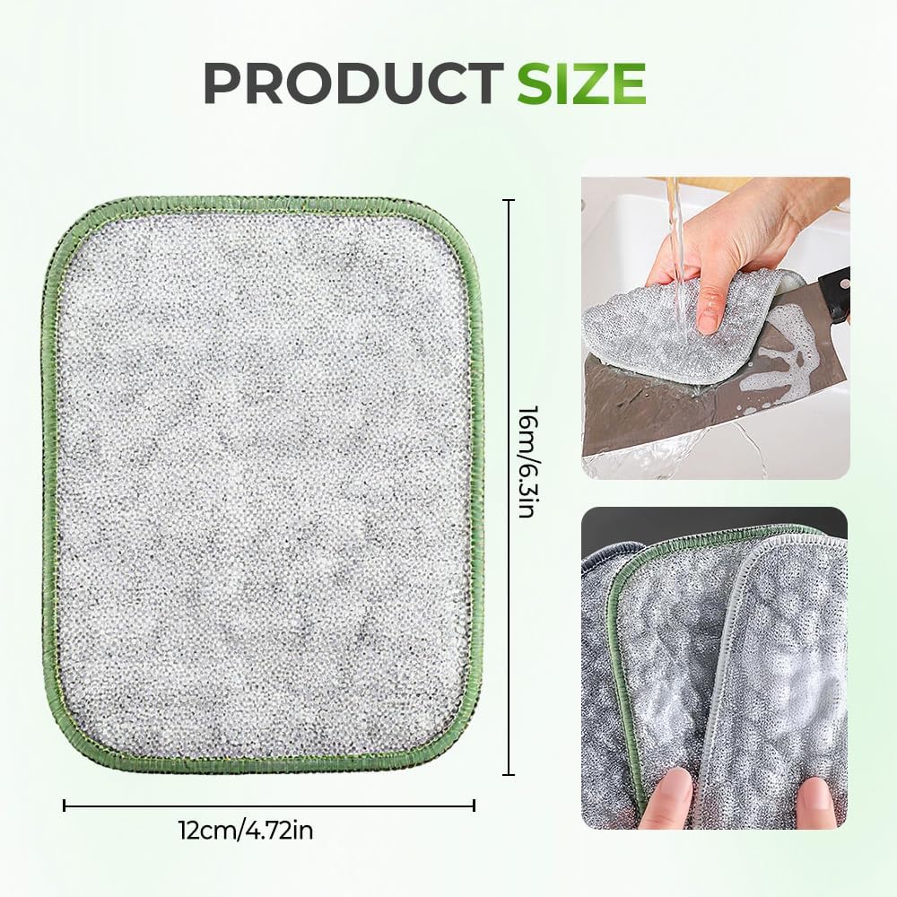 ⚡Double-Sided Non-Scratch Scrubber - Steel Wire Cleaning Cloth for Pots, Pans & Cookware