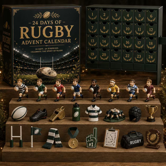 CHRISTMAS KICKOFF 49% OFF - 2026 Days of Rugby Blind Box - 24-Day Festive Countdown, Rugby Themed Collectible Miniatures Blind Box - Gift For Rugby Fans