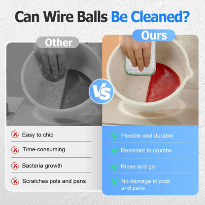 ⚡Double-Sided Non-Scratch Scrubber - Steel Wire Cleaning Cloth for Pots, Pans & Cookware