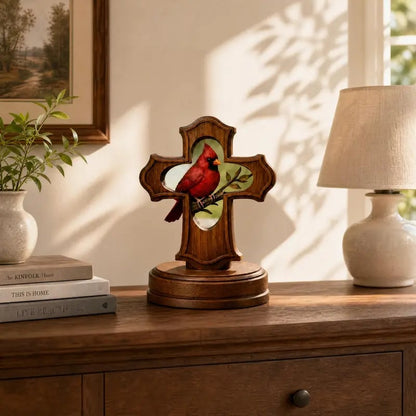 🔥2026 HOT SALE 49% OFF🐦 Nordic Style Resin Red Bird Statue – Wood-Look Modern Desktop Figurine for Home, Shelf & Interior Decor Accent