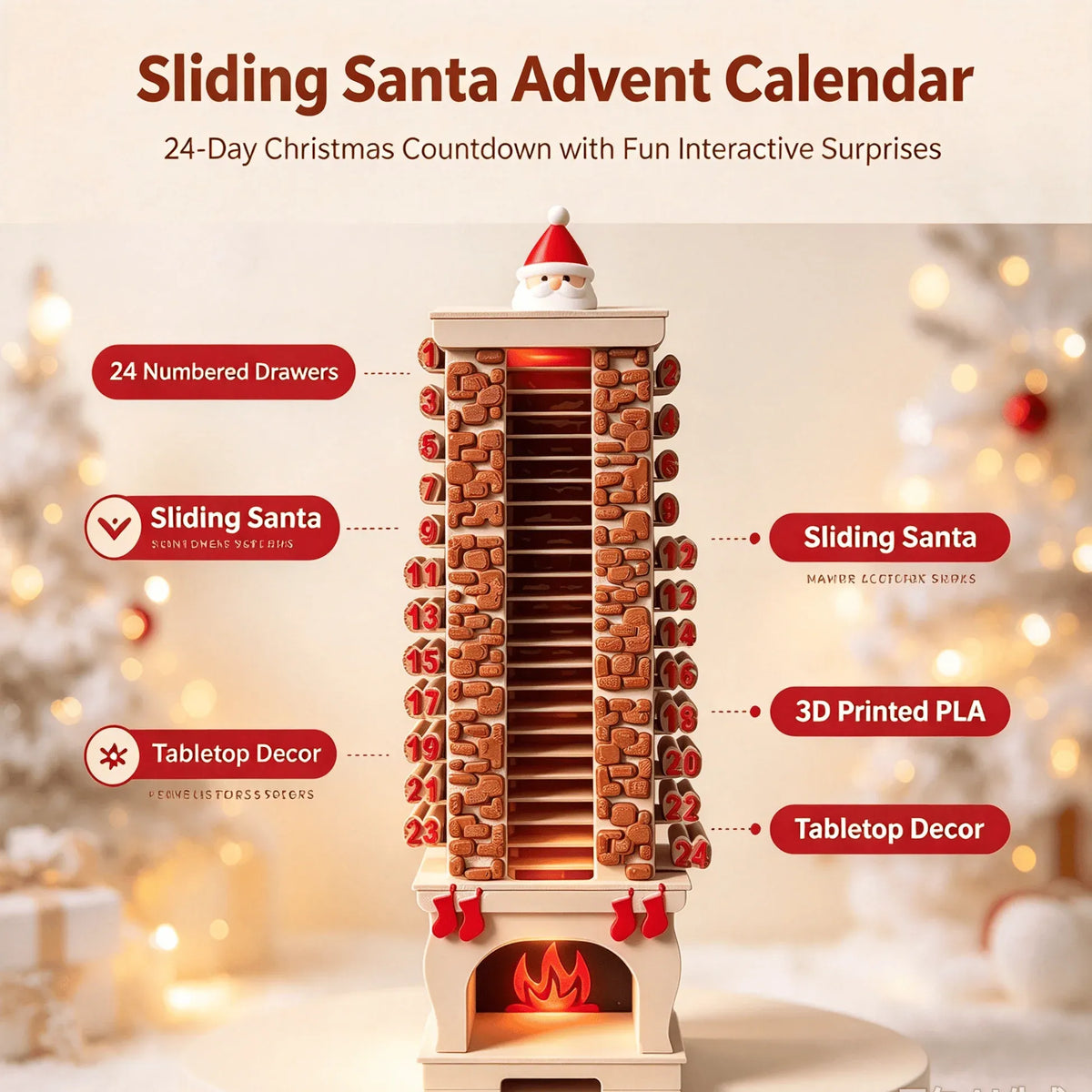 🎄Santa Chimney Advent Calendar – 24-Day Christmas Countdown🎁