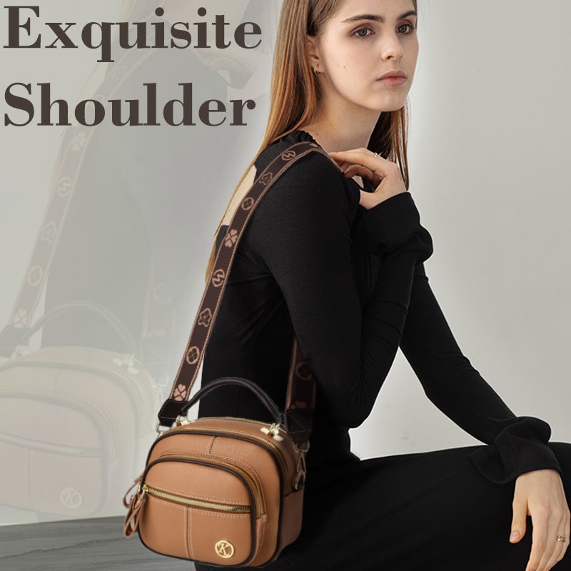 👜Classic Leather Crossbody Bag with Adjustable Strap & Multiple Pockets✨