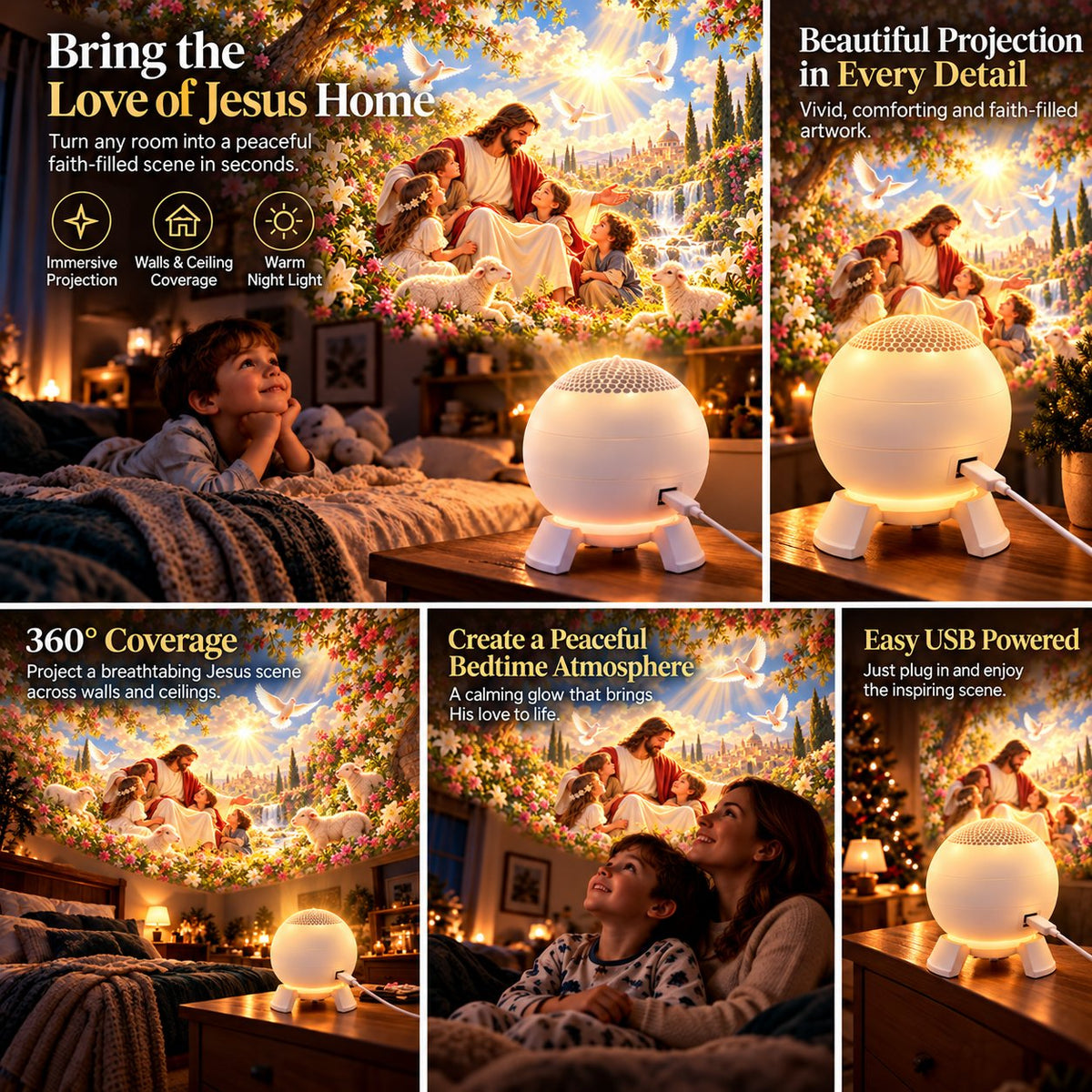 ✝️ Jesus Loves the Little Children 5D Projection Light – Fill Your Home With Christ’s Love & Heavenly Peace