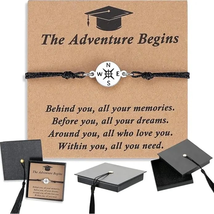 🔥Meaningful Compass Bracelet for Grads 2026 – Keepsake Gift with Cap Box & Inspirational Card