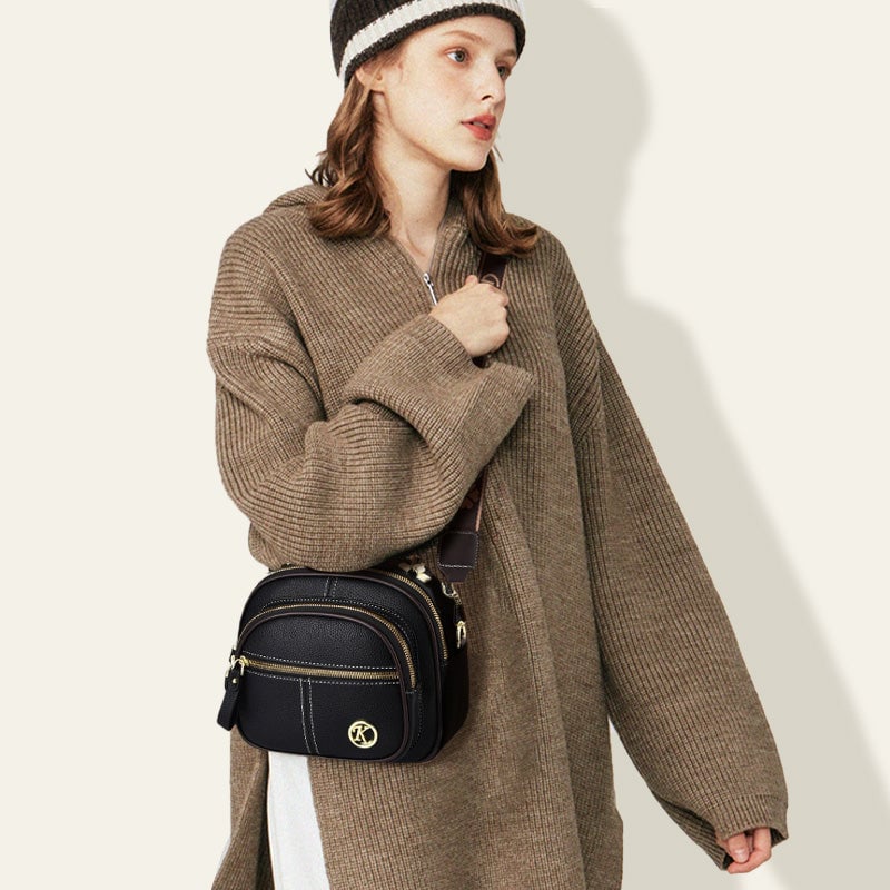 👜Classic Leather Crossbody Bag with Adjustable Strap & Multiple Pockets✨