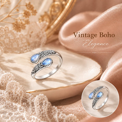 Moonstone Women's Adjustable Thumb Open Ring