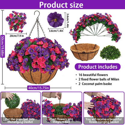 ⚡Hot Sales 49% OFF🔥Artificial hanging plant and flower basket, perfect for spring and summer outdoor decoration