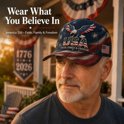 🔥Father's Day 49% OFF - 🇺🇸✨USA Faith, Family & Freedom Cap - Embroidered Edition🧢(Breathable & Lightweight Comfort & Unisex Fit)
